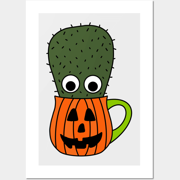 Cute Cactus Design #248: Small Cactus In Jack O Lantern Mug Wall Art by DreamCactus